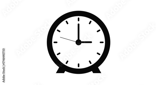 Simple black and white illustration of a classic analog wall clock