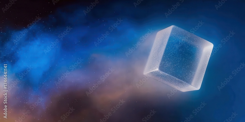 Fototapeta premium Glowing Digital Cube in Dark Space | Innovation, Data Intelligence & Creativity