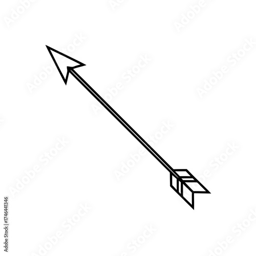Simple arrow pointing to the upper left on transparent background