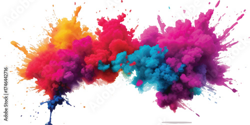 Abstract colorful shapes scattered on white background for creative designs backdrop