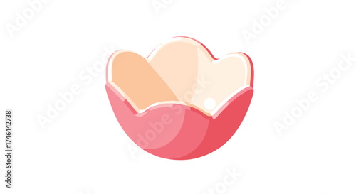 A stylized pink and white abstract flower with a soft petal outline.