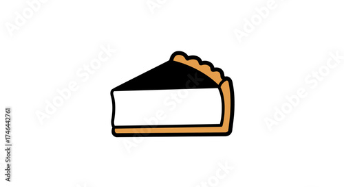 Illustration of a cheesecake slice with black and white filling isolated