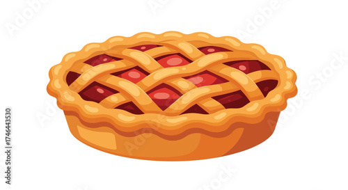 Delicious homemade lattice top cherry pie with flaky crust.