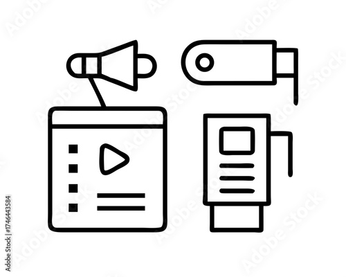 Icon showing video marketing elements