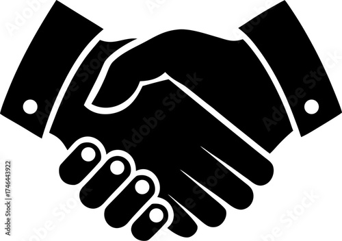  Handshake vector line art vector art  silhouette  vector black , white background 