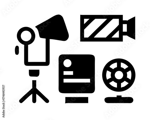 Video production equipment, including camera and light