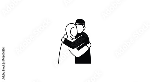 A simple sketch depicting a loving embrace between a couple