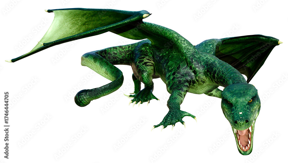 Fototapeta premium 3D Rendering Fairy Tale Dragon on White