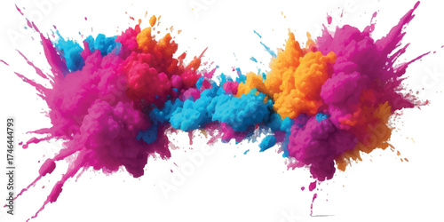 Abstract pink paint splatter with layered textures and artistic design elements