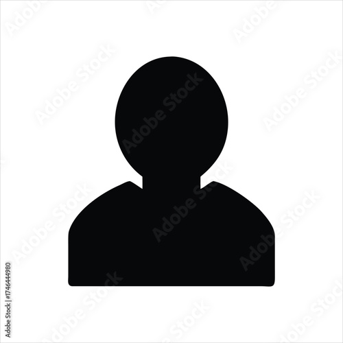 Simple silhouette profile of a person's head and shoulders icon representing a user identity account or an anonymous individual minimalist design element. Ideal for web design, app interfaces