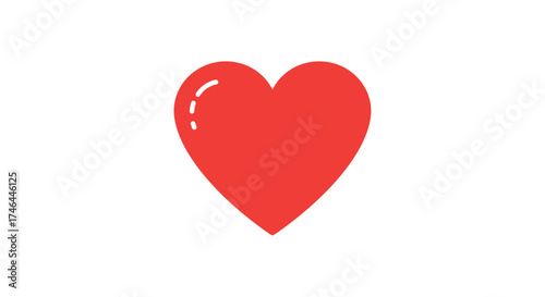 Vibrant red heart icon on white background symbol of love and affection