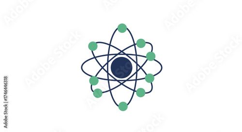 Abstract atomic structure depiction on white background for science concepts