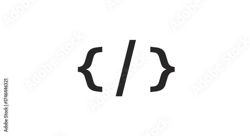 Abstract code symbol curly braces and slash representing development