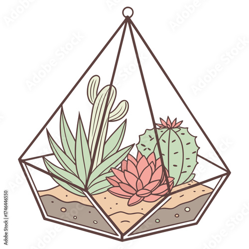 Hanging terrarium with succulents