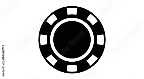 Black and white isolated casino chip symbol design for gambling concept