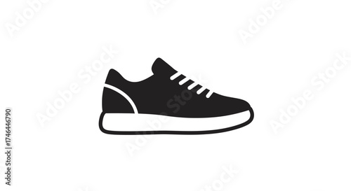 Black and white shoe icon illustration for fitness sport and design