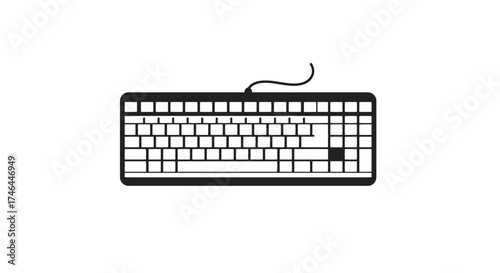 Black computer keyboard silhouette on white background