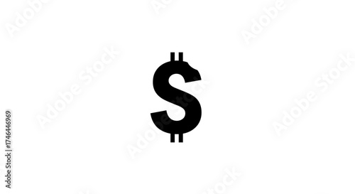 Black dollar sign icon on a clean white background for business concepts