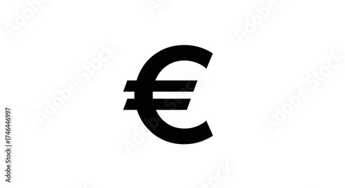 Black euro currency symbol isolated on white background