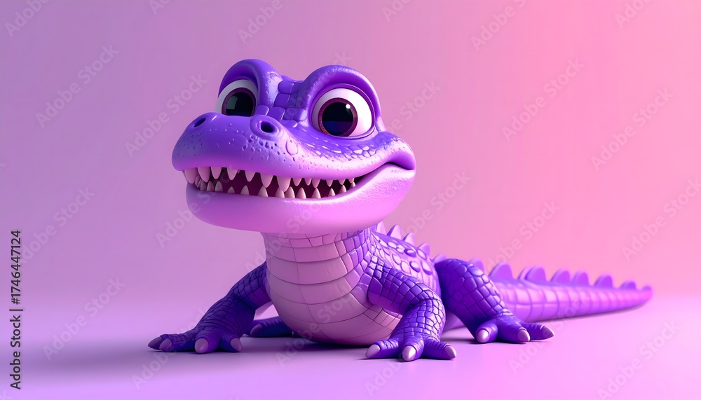 Fototapeta premium Purple Cartoon Alligator