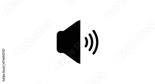 Black speaker icon isolated on white background for sound and audio