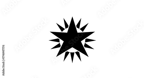 Black star burst symbol on white background design illustration