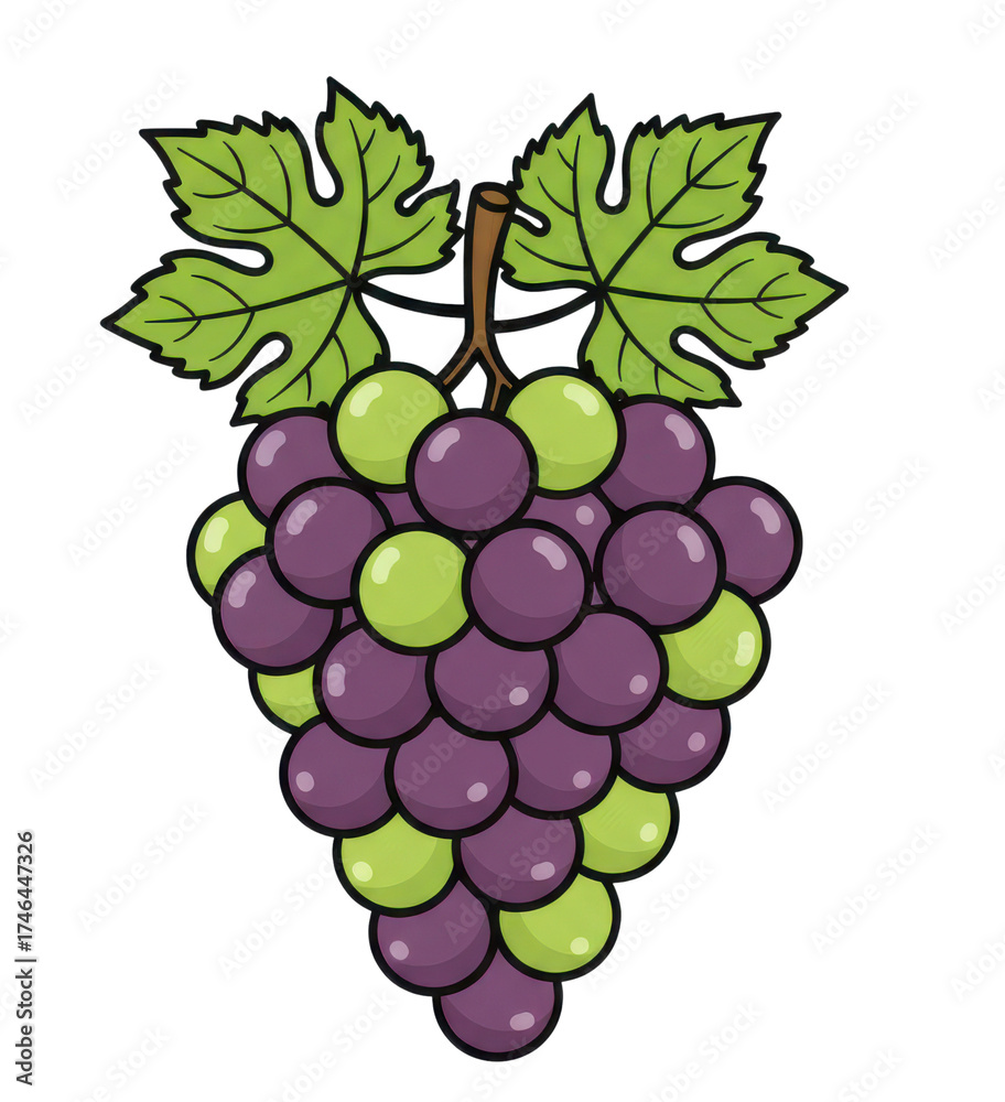 custom made wallpaper toronto digitalA Bunch of Purple and Green Grapes with Green Leaves and a Brown Stem on a Transparent Background