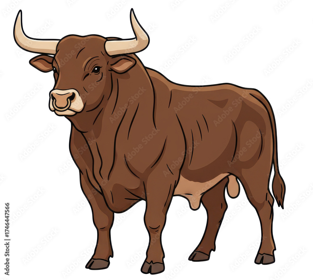 custom made wallpaper toronto digitalBrown Bull Standing Firmly With Powerful Muscular Body And White Horns In Full Body Portrait