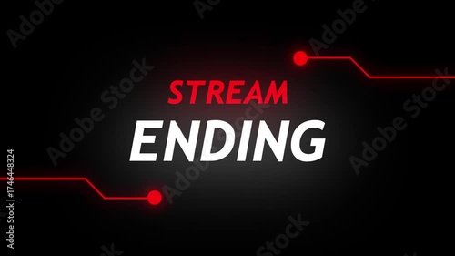 Stream Ending neon RED text animation suitable for video live streaming. Animated neon ending text, advertising next business concept 4k animation on black background
