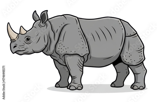 Wallpaper Mural Gray Rhinoceros Standing Facing Left With Two Horns And Textured Skin Transparent Background Torontodigital.ca