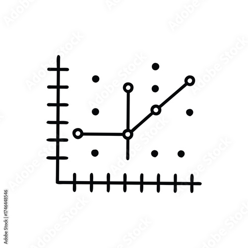 A black and white diagram featuring a grid with lines and circles