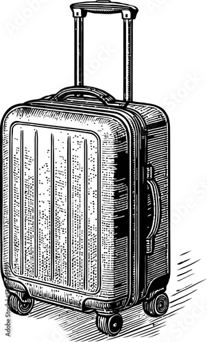 Vintage Hard Shell Rolling Suitcase With Telescopic Handle And Wheels