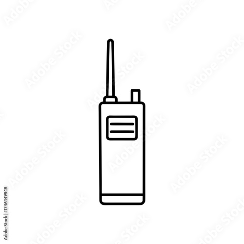 Outlined portable radio transceiver on transparent background