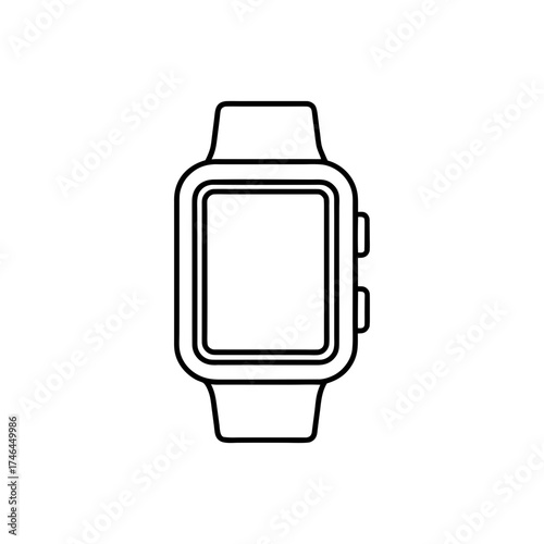 Outline drawing of a smart watch on transparent background