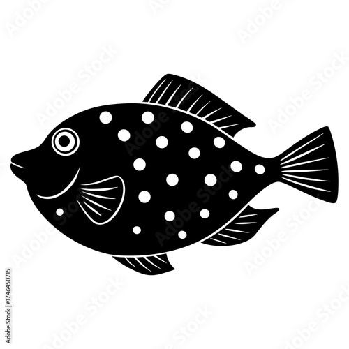 Boxfish Vector Illustration | Generative AI & Linocut Silhouette Design for Microstock