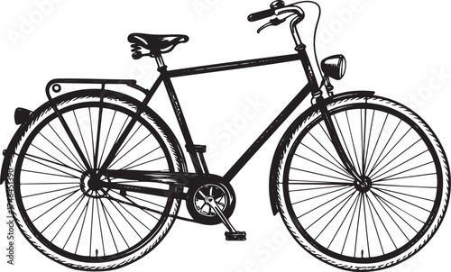 Classic Bicycle Silhouette on Transparent Background