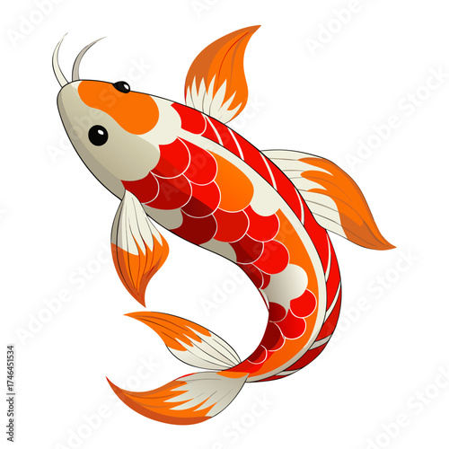 Koi Fish Generative AI Vector | Linocut Silhouette Design | Japanese Art Illustration