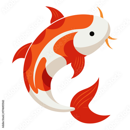 Koi Fish Generative AI Vector | Linocut Silhouette Design | Japanese Art Illustration