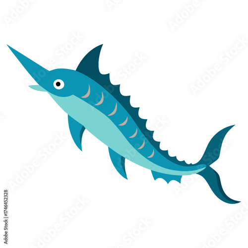 Sawfish Vector Art – Generative AI Linocut Silhouette Design
