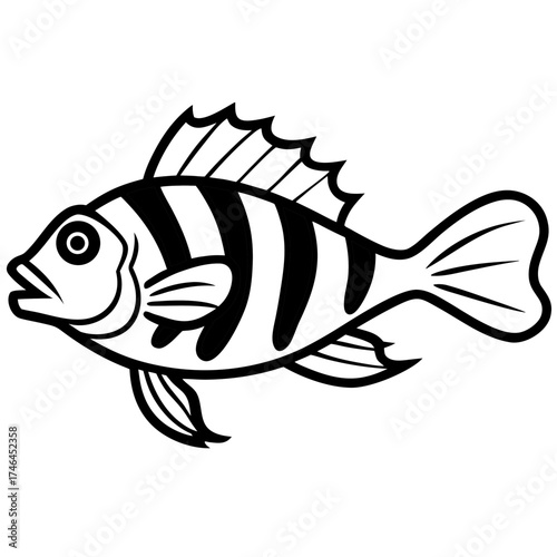 Scorpionfish Vector Art | Generative AI Linocut Silhouette Illustration