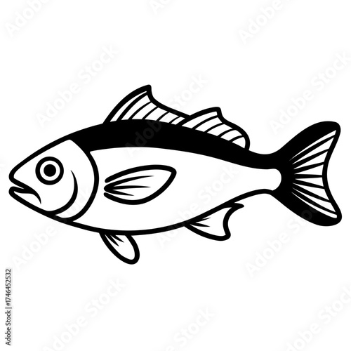 Smelt Fish Vector | Generative AI Linocut Silhouette Design