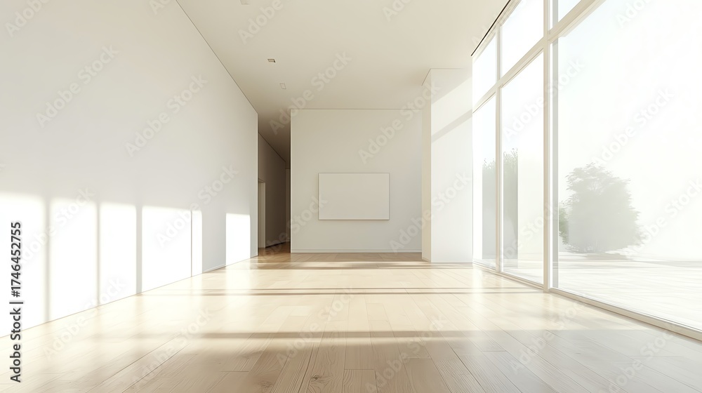 Fototapeta premium Bright and spacious modern interior design space.