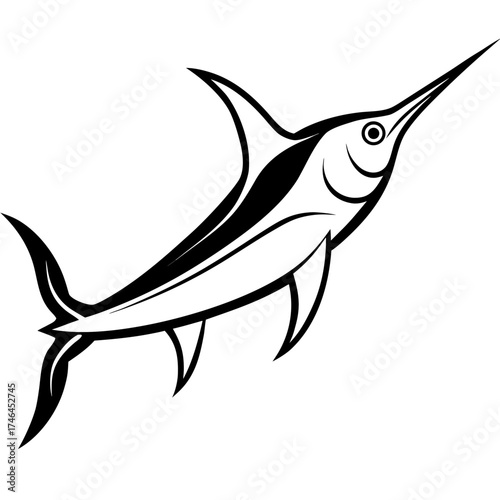 Swordfish Vector Art | Generative AI & Linocut Silhouette Design