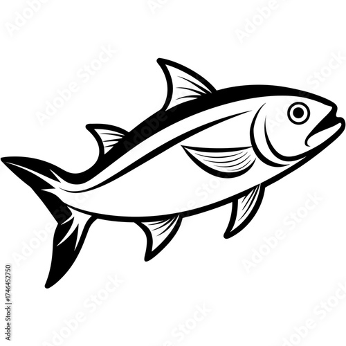 "Tarpon Fish Vector – Generative AI Linocut Silhouette Design"