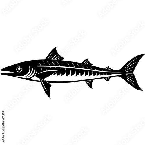 Wahoo Fish Vector – Generative AI Linocut Silhouette Design