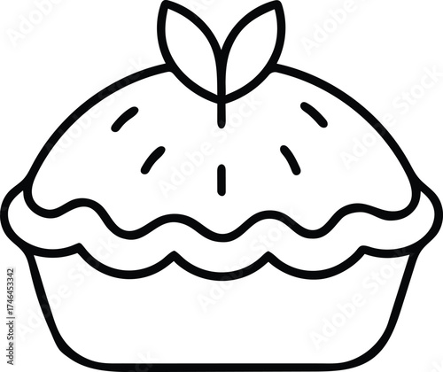 apple pie outline icon vector illustration