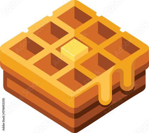 chocolate waffle vector icon illustration