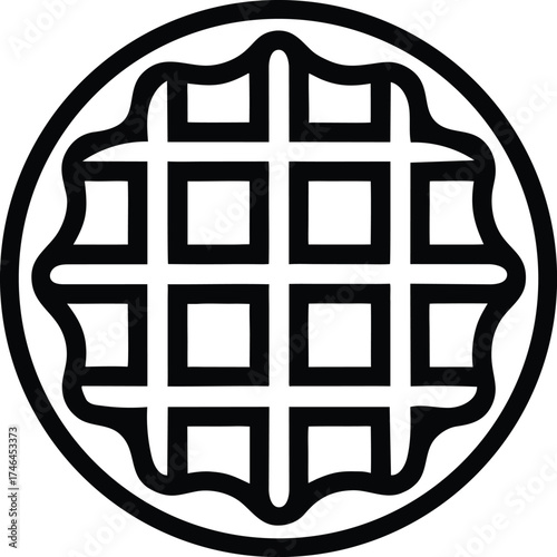 waffle outline icon on transparent background