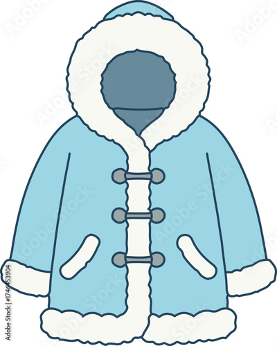 Fur lined winter parka with toggle closures in light blue
