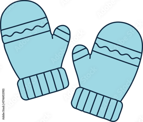 Knitted winter mittens with ribbed cuffs